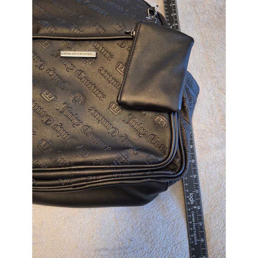 Juicy Couture Black Embossed Gothic Logo Backpack with Coin Purse Accessory - Picture 2 of 8